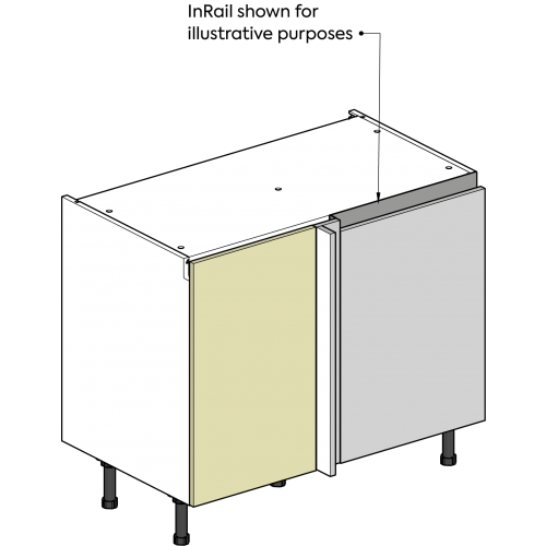 (Rigid Zurfiz) Handleless 1000 Blind Corner Base 700 Cabinet with 350 Door (Left, Full Height)